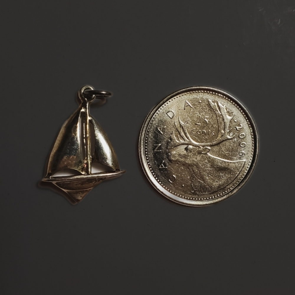 Small Vintage Sterling Silver Sailboat Pendant Charm